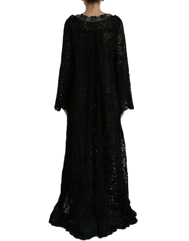 Dolce & Gabbana Elegant Long Sleeve Crystal-Embellished Dress