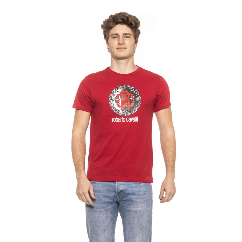 Roberto Cavalli Beachwear Red Cotton Men T-Shirt