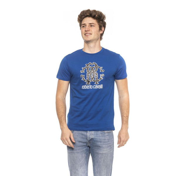 Roberto Cavalli Beachwear Blue Cotton Men T-Shirt