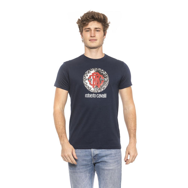 Roberto Cavalli Beachwear Blue Cotton Men T-Shirt