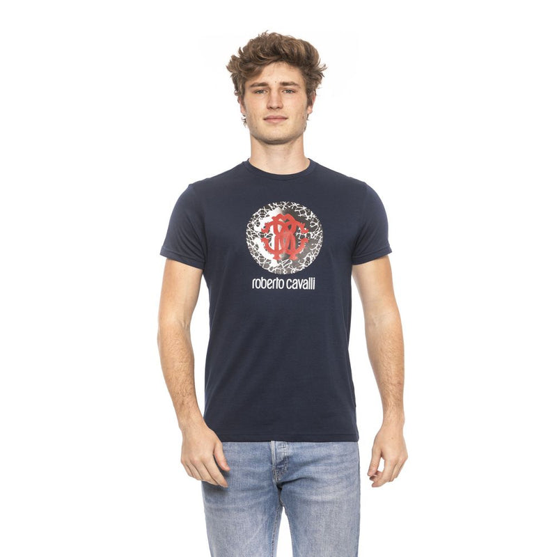 Roberto Cavalli Beachwear Blue Cotton Men T-Shirt