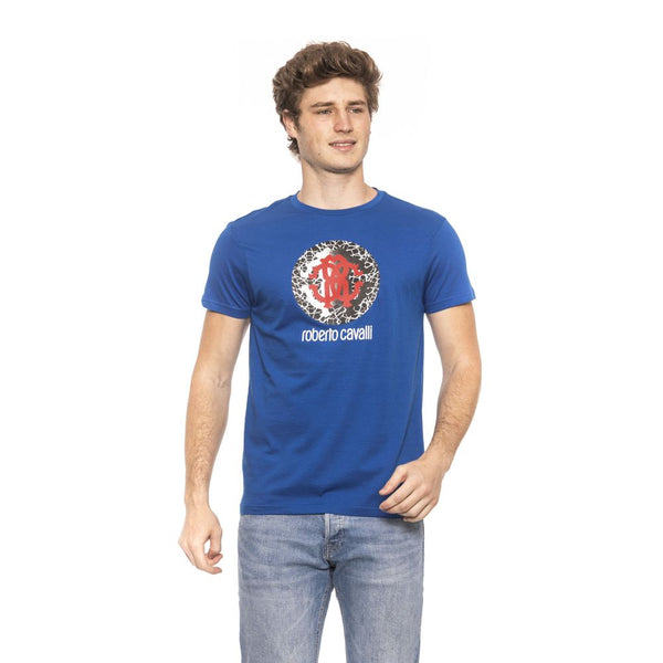 Roberto Cavalli Beachwear Blue Cotton Men T-Shirt