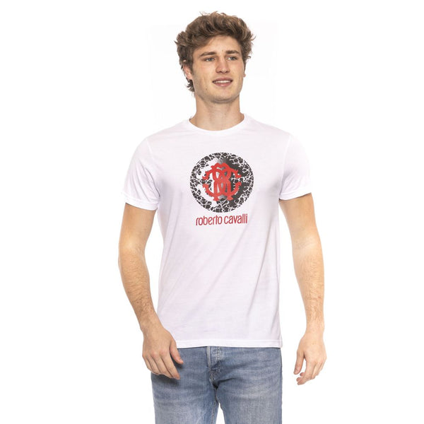 Roberto Cavalli Beachwear White Cotton Men T-Shirt