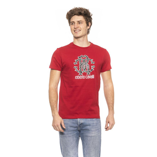 Roberto Cavalli Beachwear Red Cotton Men T-Shirt