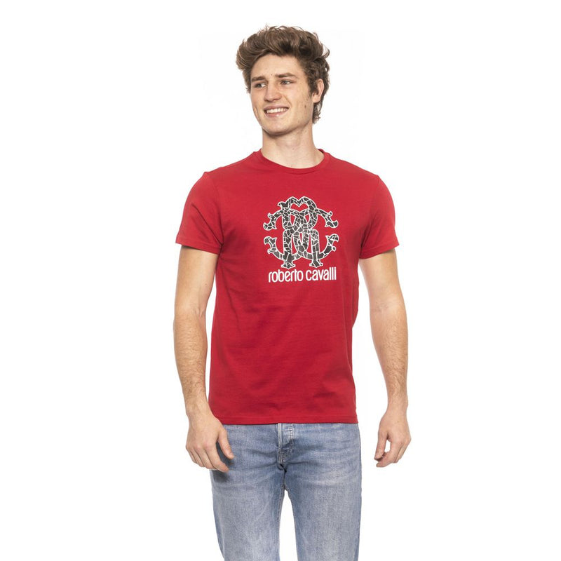 Roberto Cavalli Beachwear Red Cotton Men T-Shirt