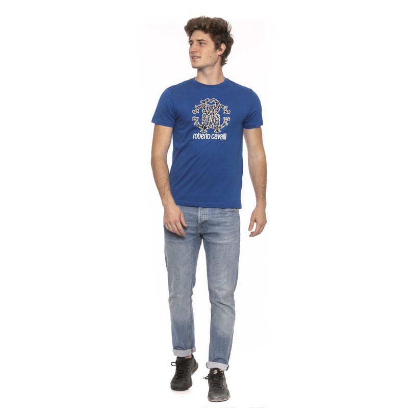 Roberto Cavalli Beachwear Blue Cotton Men T-Shirt