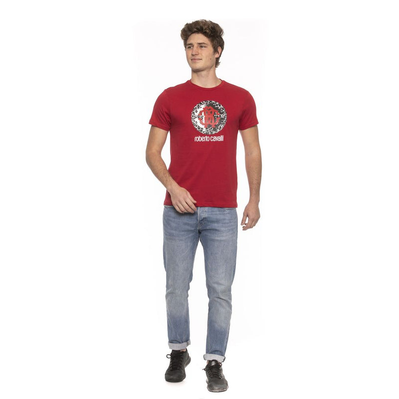 Roberto Cavalli Beachwear Red Cotton Men T-Shirt