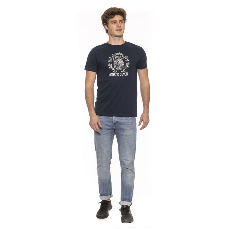 Roberto Cavalli Beachwear Blue Cotton Men T-Shirt