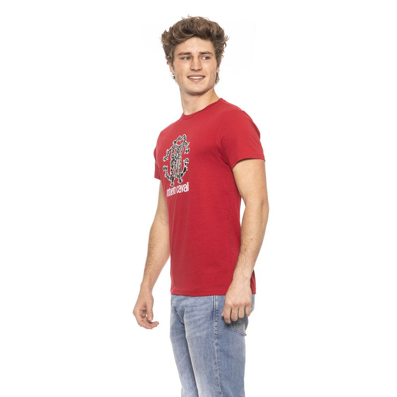 Roberto Cavalli Beachwear Red Cotton Men T-Shirt