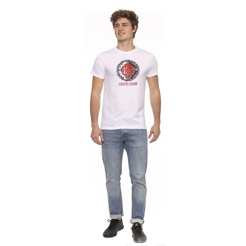 Roberto Cavalli Beachwear White Cotton Men T-Shirt