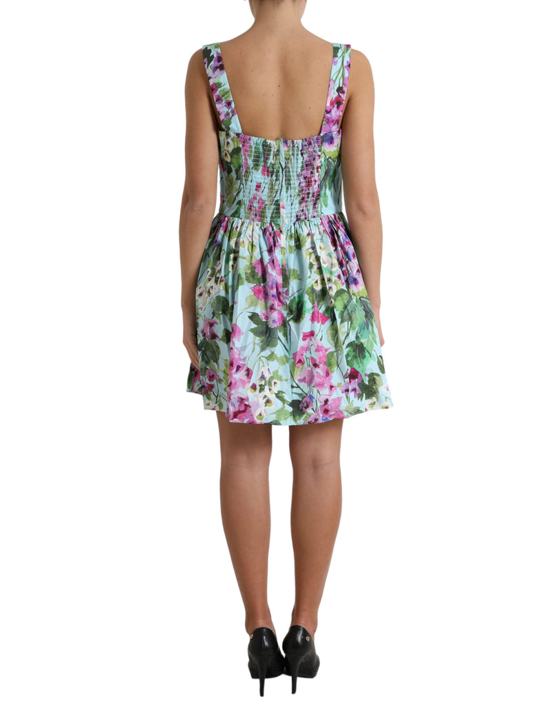 Dolce & Gabbana Floral Print Cotton Mini A-line Dress