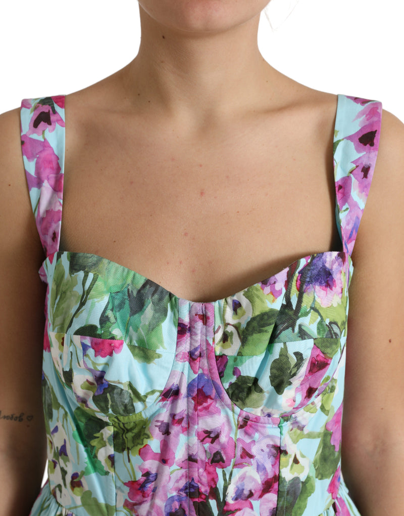 Dolce & Gabbana Floral Print Cotton Mini A-line Dress