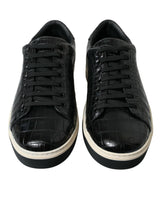 Dolce & Gabbana Elegant Black Crocodile Leather Low-Top Sneakers