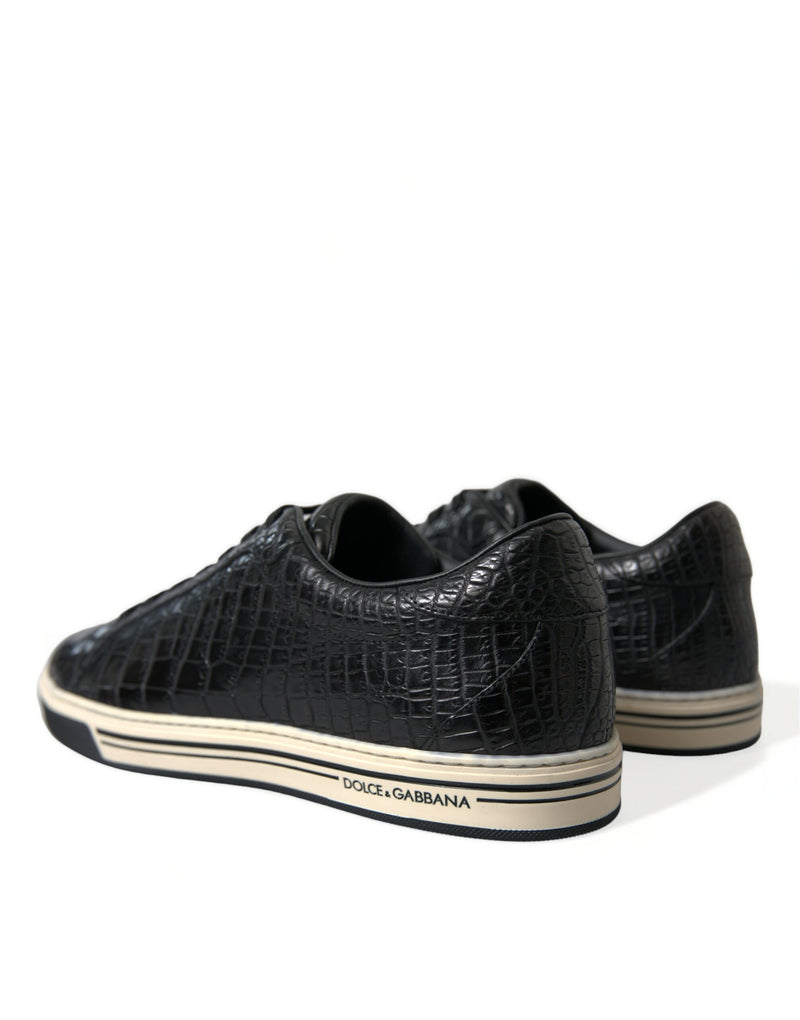 Dolce & Gabbana Elegant Black Crocodile Leather Low-Top Sneakers