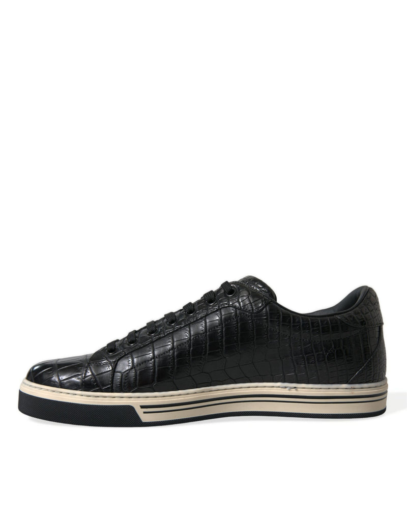 Dolce & Gabbana Elegant Black Crocodile Leather Low-Top Sneakers