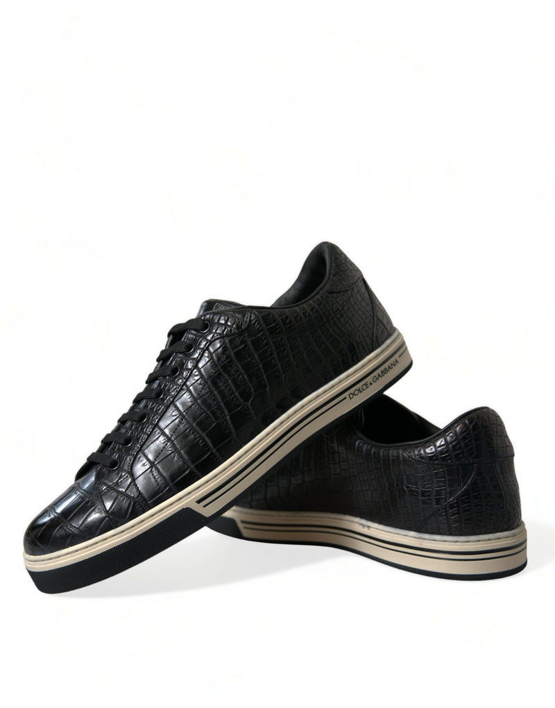 Dolce & Gabbana Elegant Black Crocodile Leather Low-Top Sneakers