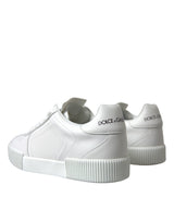 Dolce & Gabbana Elegant White Low-Top Calfskin Sneakers