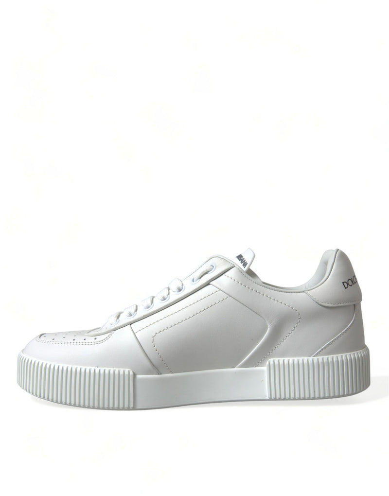 Dolce & Gabbana Elegant White Low-Top Calfskin Sneakers