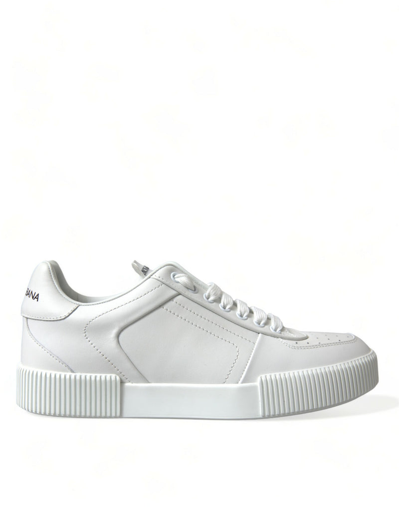 Dolce & Gabbana Elegant White Low-Top Calfskin Sneakers