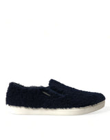 Dolce & Gabbana Elegant Shearling Slip-On Sneakers in Blue