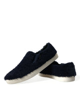 Dolce & Gabbana Elegant Shearling Slip-On Sneakers in Blue