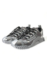 Dolce & Gabbana Silver Laminated Low Top Sneakers