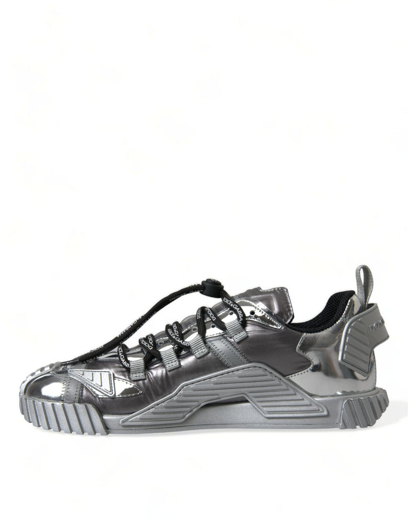 Dolce & Gabbana Silver Laminated Low Top Sneakers