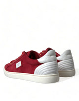 Dolce & Gabbana Elegant Red & White Low Top Sneakers