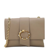 Cavalli Class Chic Textured Calfskin Shoulder Bag with Jewel Detail