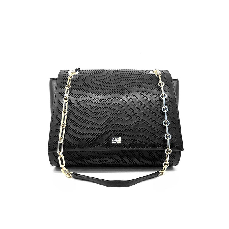 Cavalli Class Elegant Perforated Calfskin Shoulder Bag