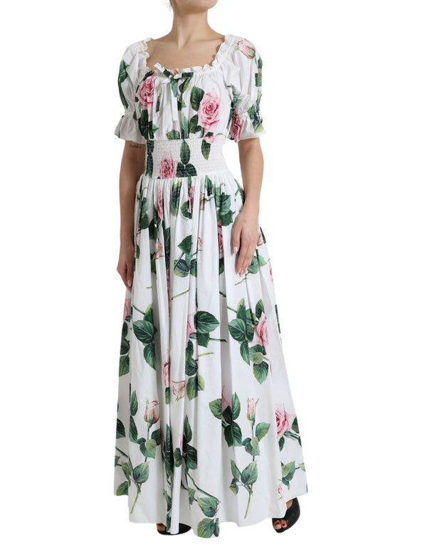 Dolce & Gabbana Floral Off-Shoulder Cotton Midi Dress