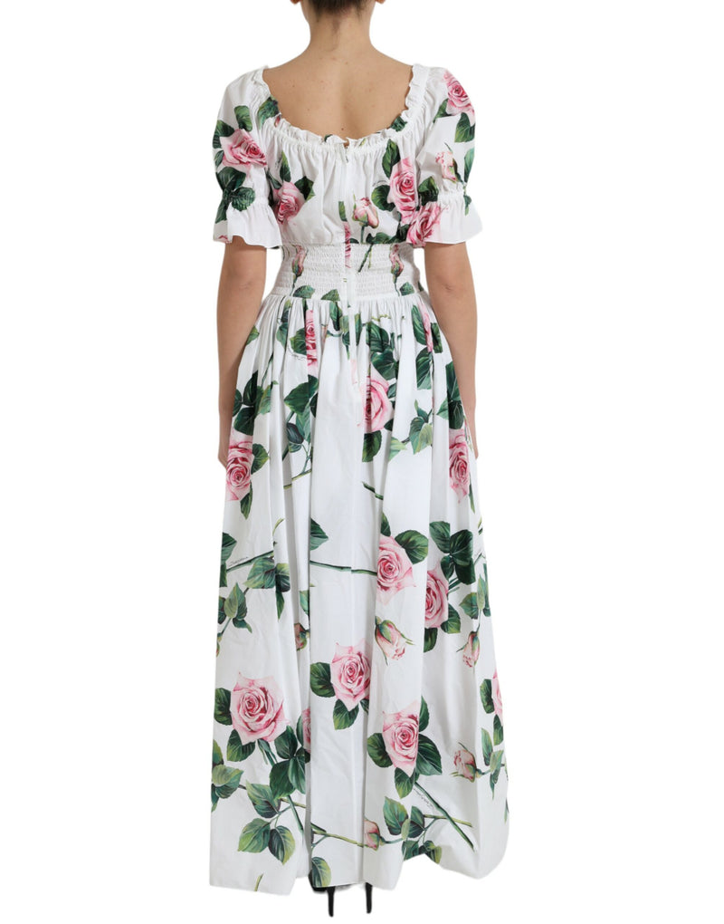 Dolce & Gabbana Floral Off-Shoulder Cotton Midi Dress