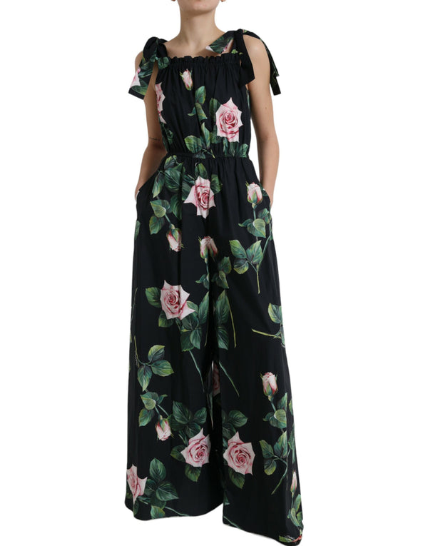 Dolce & Gabbana Elegant Black Floral Cotton Jumpsuit