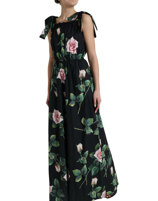 Dolce & Gabbana Elegant Black Floral Cotton Jumpsuit