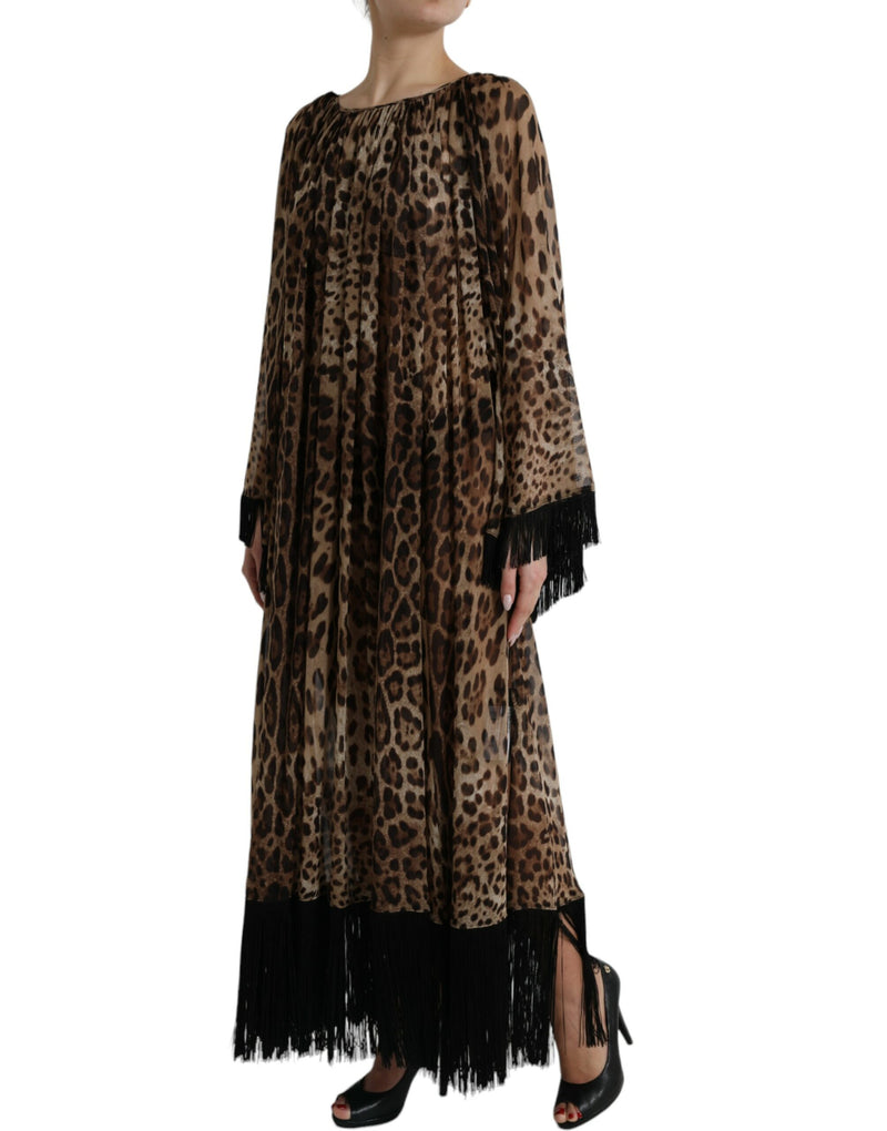 Dolce & Gabbana Elegant Leopard Print Maxi Dress