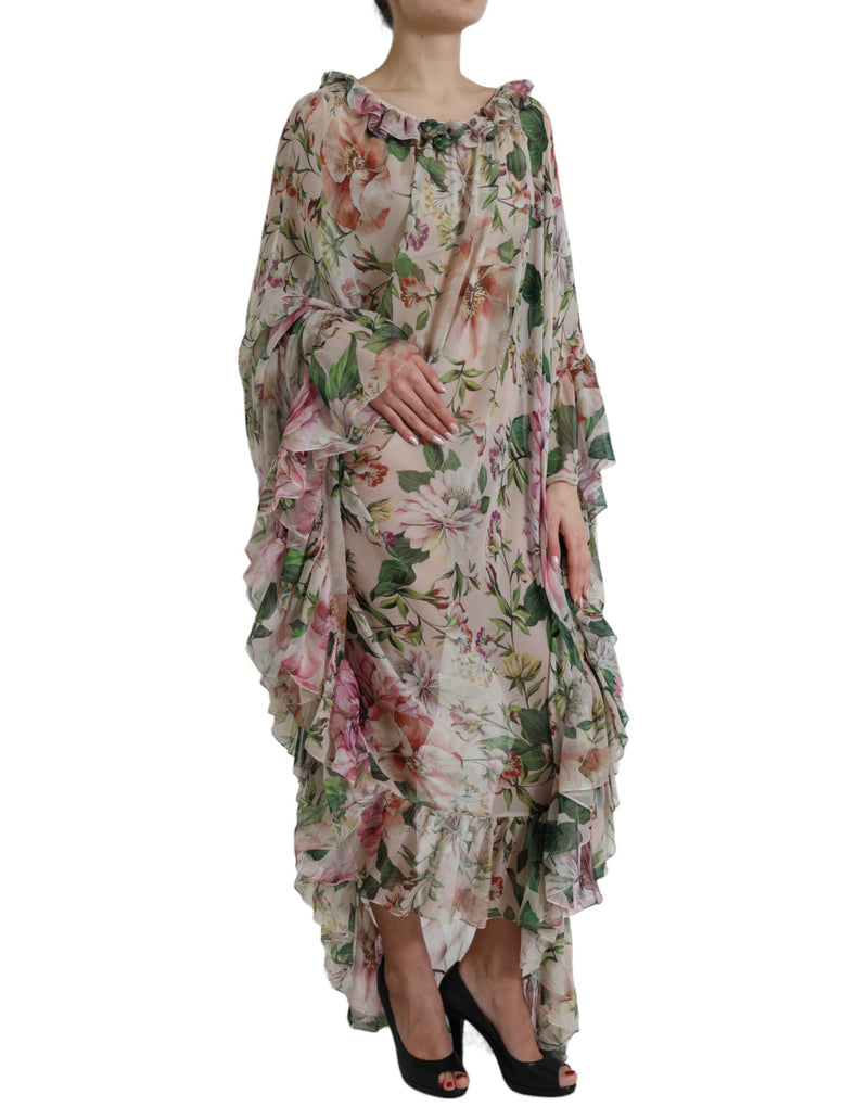 Dolce & Gabbana Ethereal Pink Floral Silk Maxi Dress