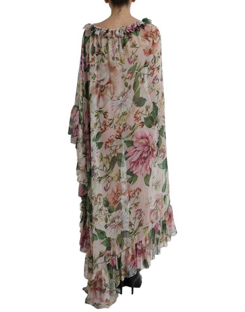 Dolce & Gabbana Ethereal Pink Floral Silk Maxi Dress