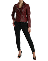 Dolce & Gabbana Bordeaux Biker Leather Jacket