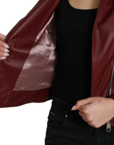 Dolce & Gabbana Bordeaux Biker Leather Jacket