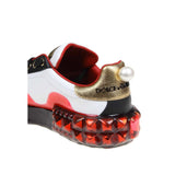 Dolce & Gabbana Elegant Leather Sneakers with Rhinestone Hearts