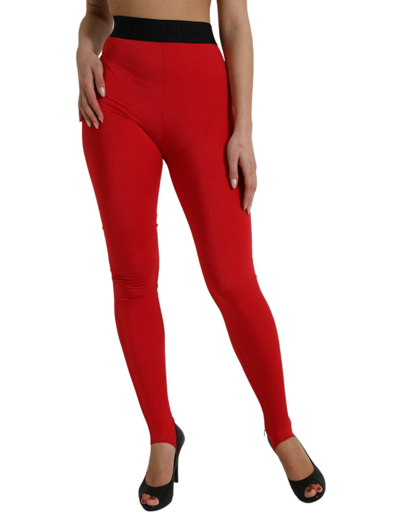 Dolce & Gabbana Elegant Red High Waist Leggings Pants