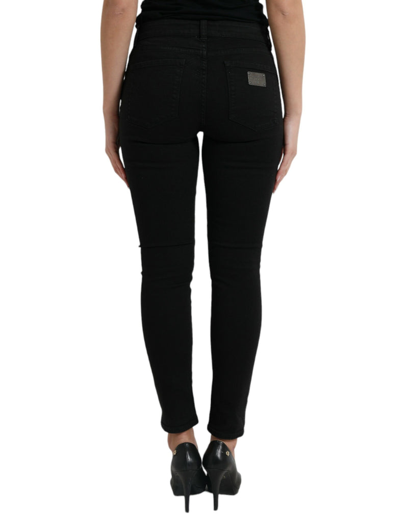 Dolce & Gabbana Elegant Black Mid Waist Stretch Jeans