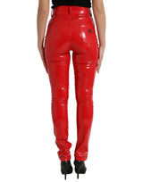 Dolce & Gabbana High Waist Red Skinny Pants - Sleek and Chic