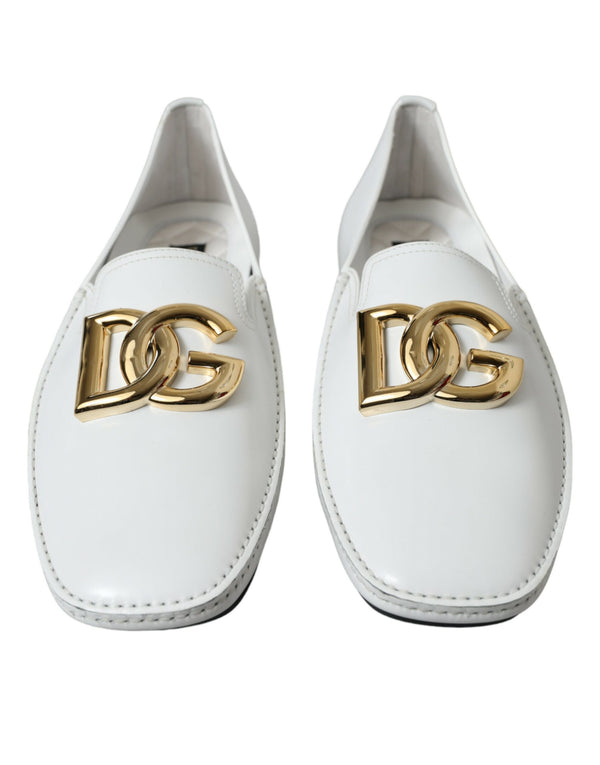 Dolce & Gabbana Elegant White Leather Loafers for Men