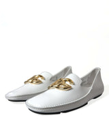 Dolce & Gabbana Elegant White Leather Loafers for Men