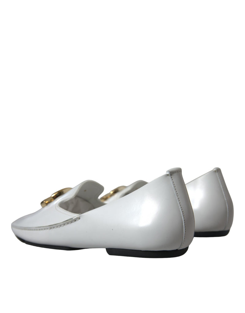 Dolce & Gabbana Elegant White Leather Loafers for Men