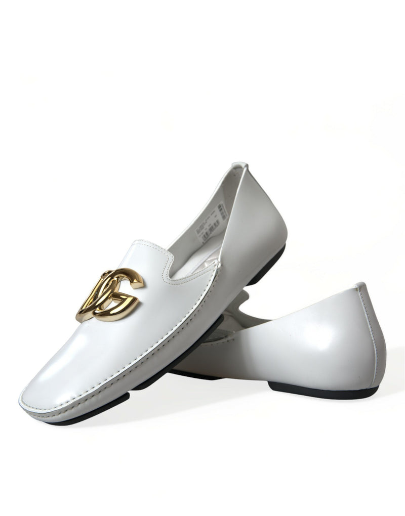 Dolce & Gabbana Elegant White Leather Loafers for Men