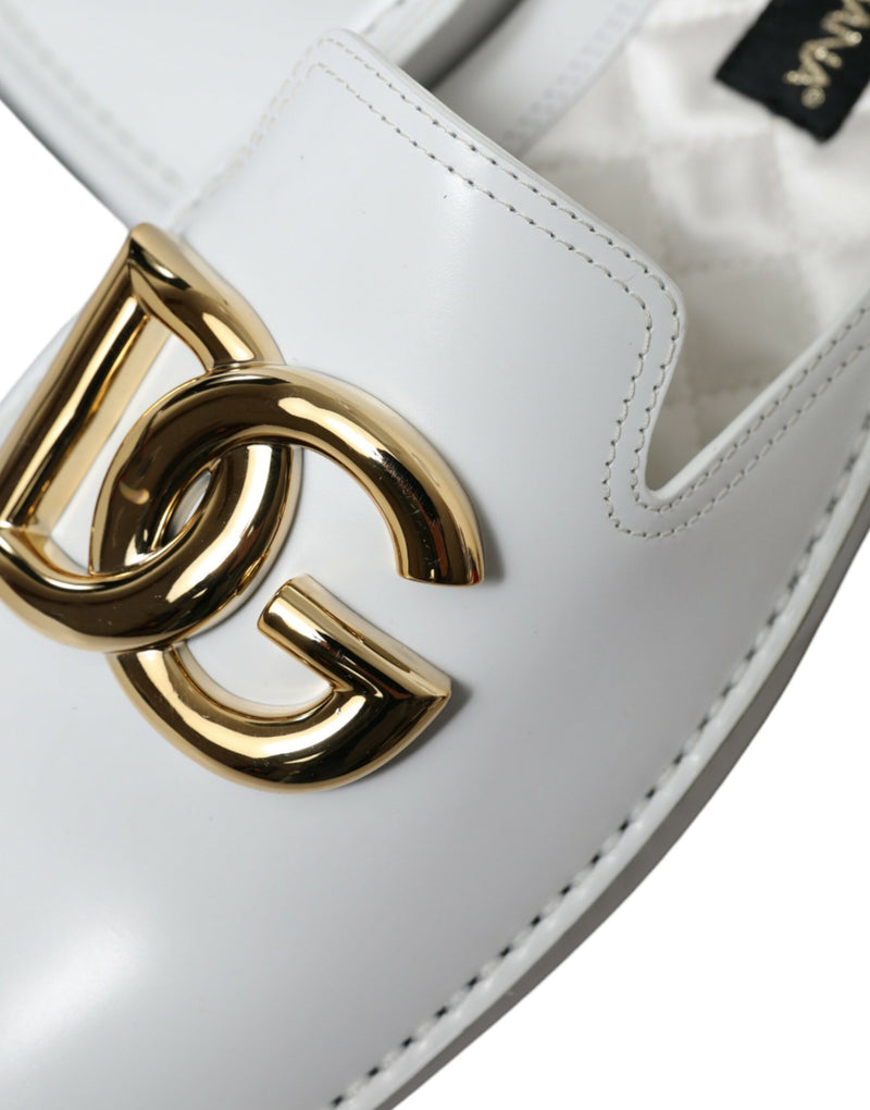 Dolce & Gabbana Elegant White Leather Loafers for Men