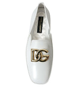 Dolce & Gabbana Elegant White Leather Loafers for Men