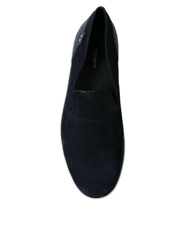 Dolce & Gabbana Saint Tropez Suede Slippers with Crocodile Detail